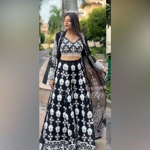 Lehenga Choli and over coat black and white Large